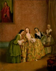 Dame beim Ankleiden oder Dame bei ihrer Toilette